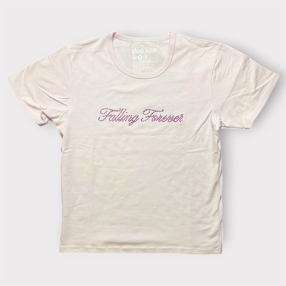 Dua Lipa Falling Forever Pink Rhinestone Graphic T-Shirt Womens XXL‎ Official